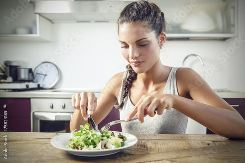 Eating a healthy salad