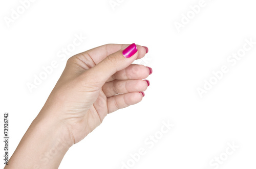 Woman hand hold virtual business card, credit card or blank pape
