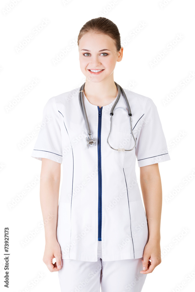 Portrait of female doctor smiling to the camera Portrait of female doctor smiling to the camera