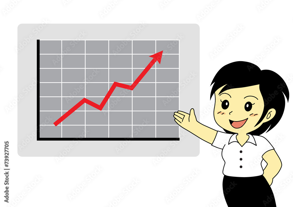 Cute woman presenting an increasing trends Cute woman presenting an increasing trends