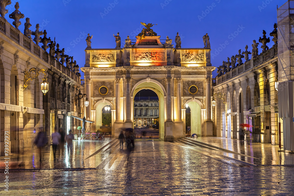 Naklejka premium Stanislas Square in the evening, Nancy, France