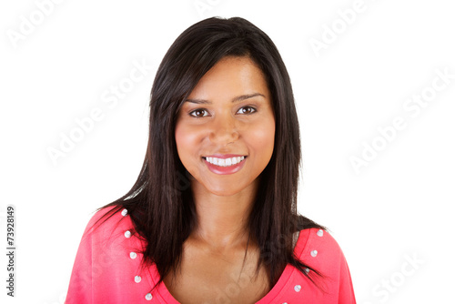 Portrait of beautiful mulato woman smiling photo