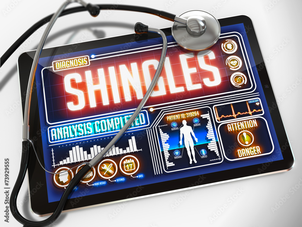 Obraz premium Shingles Diagnosis on the Display of Medical Tablet.