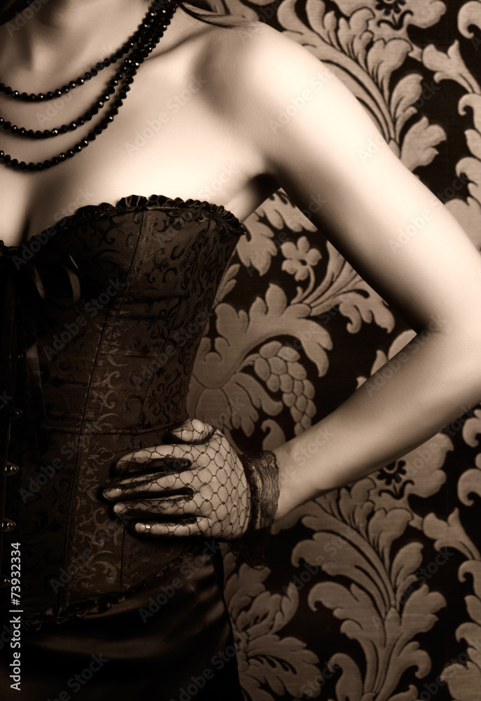 woman wearing black corset