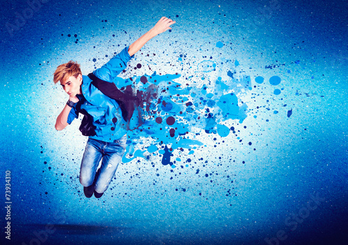 dancer in blue jumping - guy 16