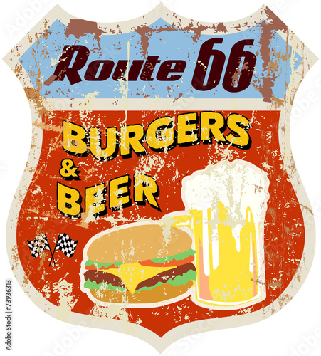 retro route sixty six diner sign,vector eps 10