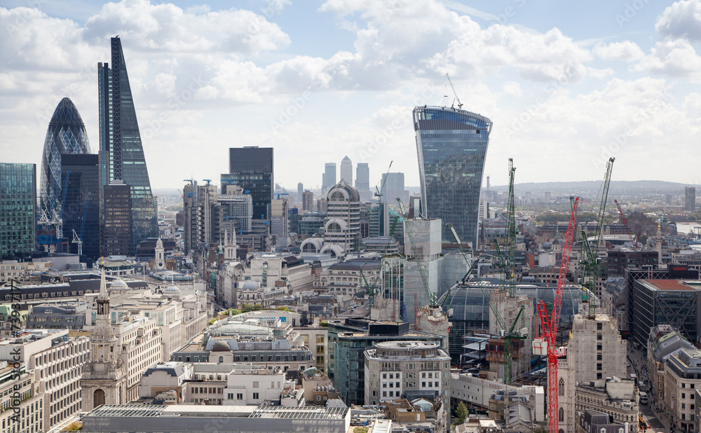 London panorama, Business aria with banks and office buildings