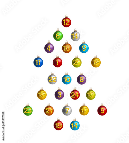 Adventkalender aus Weihnachtskugeln
