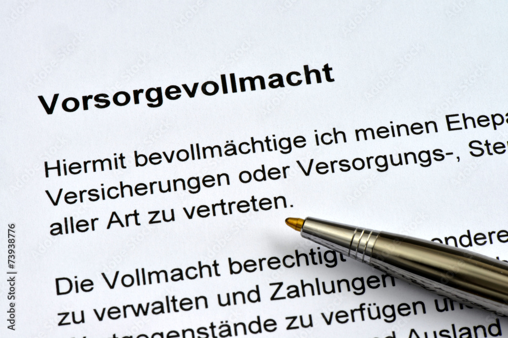 Vorsorgevollmacht, Formular, Alter, Krankheit, Demenz Vorsorgevollmacht, Formular, Alter, Krankheit, Demenz