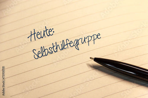 Notiz mit Mitteilung Selbsthilfegruppe