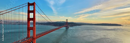 Panel kuchenny z motywem Golden Gate Bridge panorama, San Francisco California, sunset light on cloudy sky 