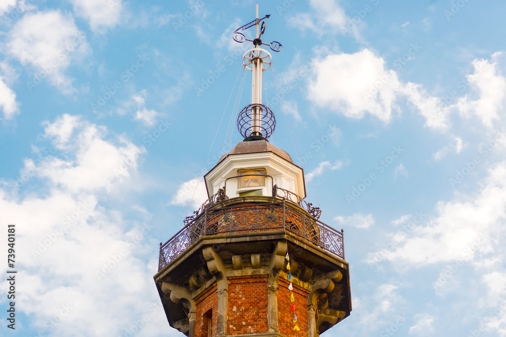 Fototapeta premium Old lighthouse with time ball at the top in Gdansk, Poland.