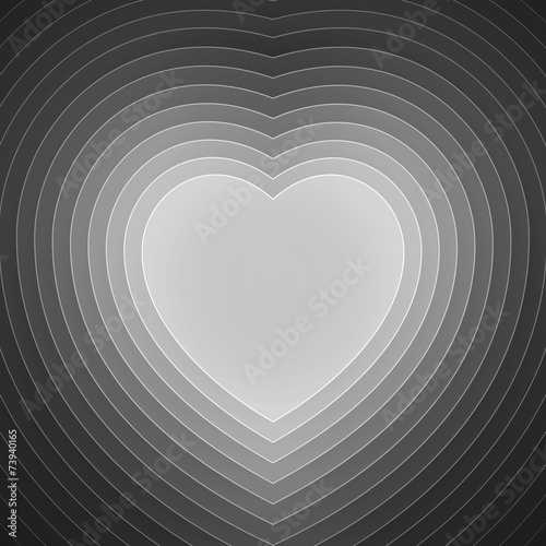 Grey and white paper layers heart shape