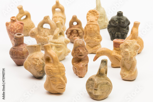 Pieces of peruvian pottery, inca ceramic