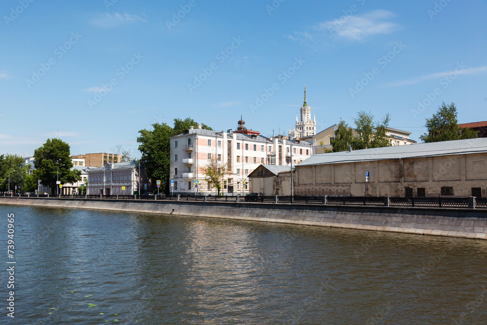 river and the embankment in Moscow