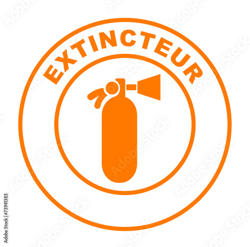 extincteur sur bouton web rond orange