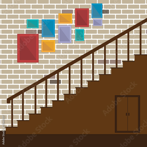 Vector of stair and photo frame