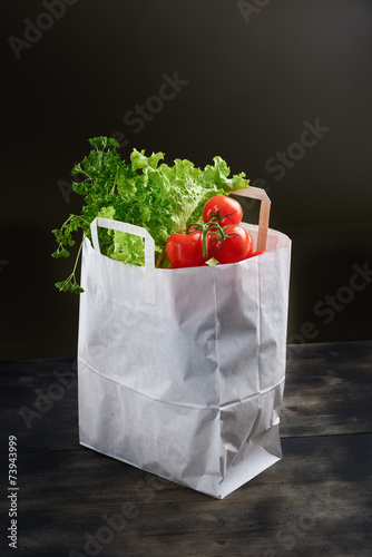 Obraz na płótnie Shopping bag with groceries. w salonie