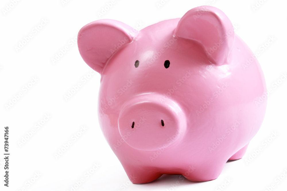 Piggy bank style money box isolated on a white background. Piggy bank style money box isolated on a white background.