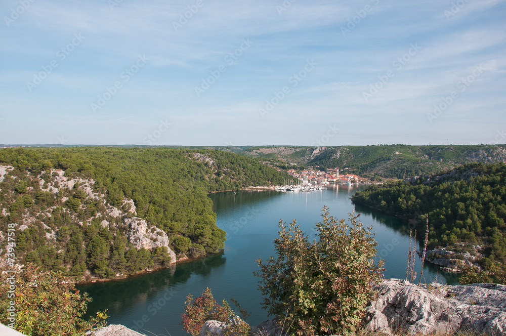 View from bridge Krka, near Skradin