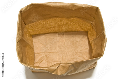 Open Empty Grocery Bag With Shadow Seen From Above