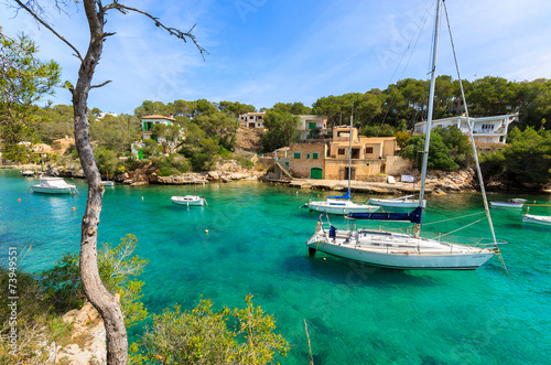 Photos Yacht boat on sea in Cala Figuera village, Majorca island