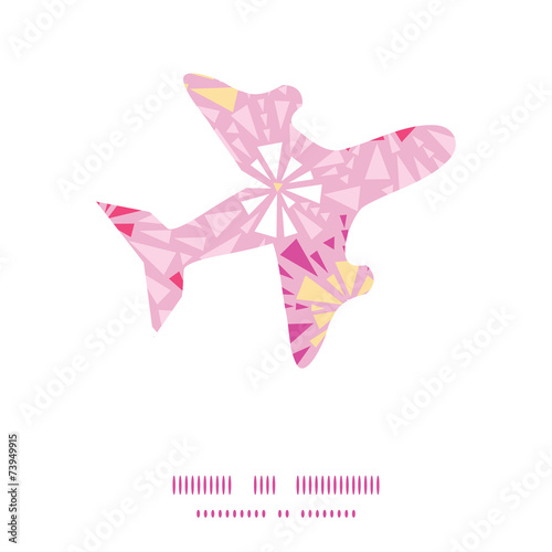 Vector pink abstract triangles airplane silhouette pattern frame