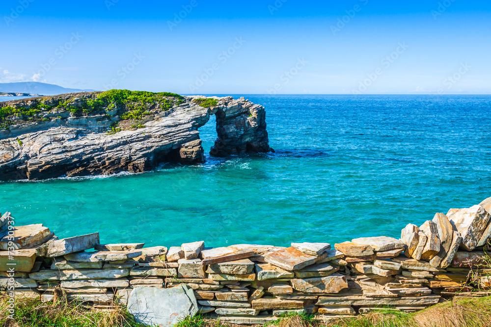 Famous Spanish destination, Cathedrals beach (playa de las cated
