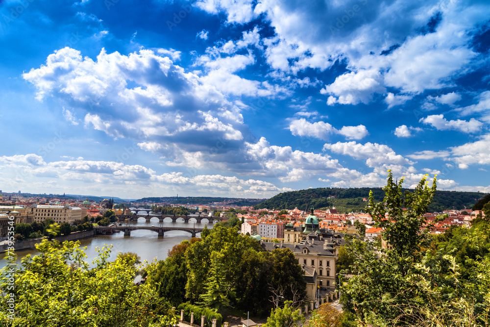 Bridge and rooftops of Prague