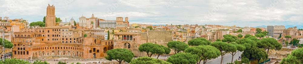 Panoramic view at Imperial Fora in Rome, Italy