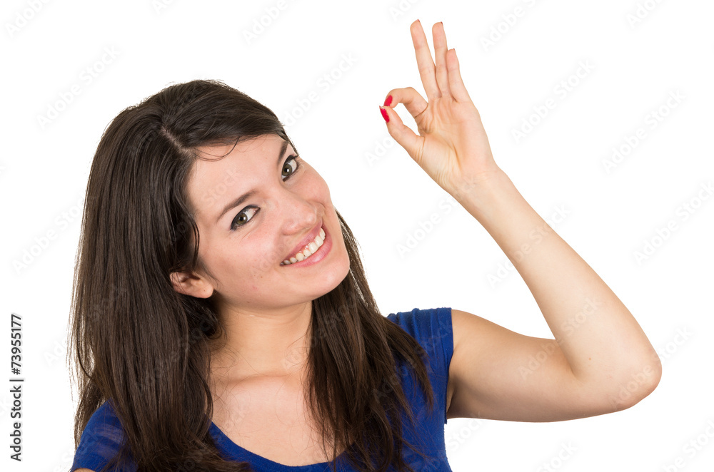 Fototapeta premium closeup portrait of beautiful young girl posing gesturing all