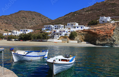 Fishing boats at the coast of Folegandros, Greece 