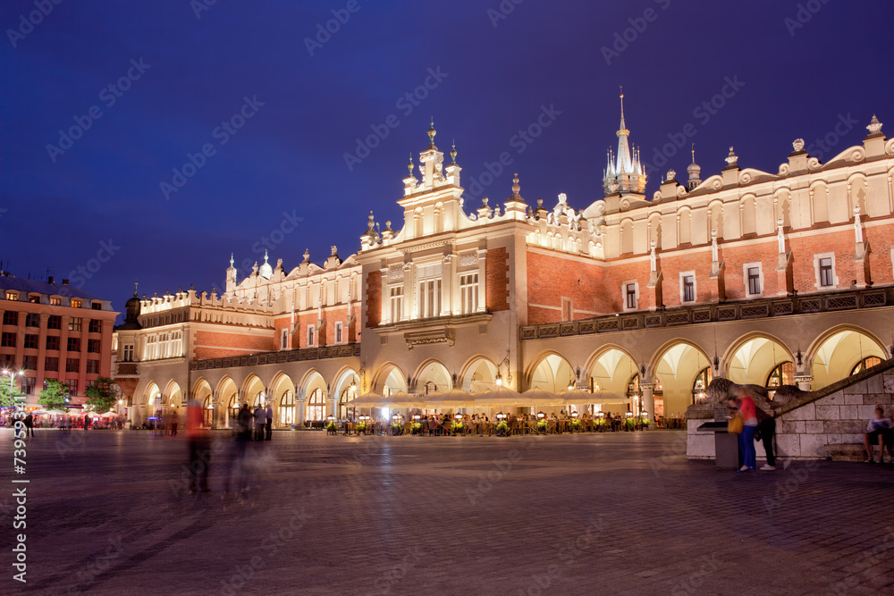 Cloth Hall in the Old Town of Krakow at Night