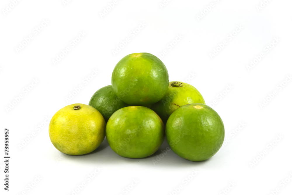 Limes or lemon Green on a white background. Limes or lemon Green on a white background.