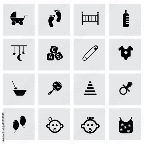 Vector black baby icons set