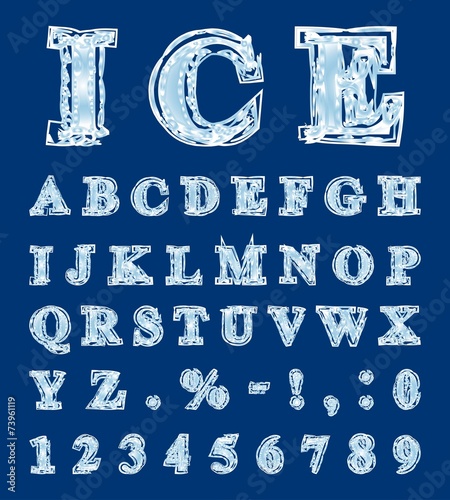 Alphabet made in the form of ice