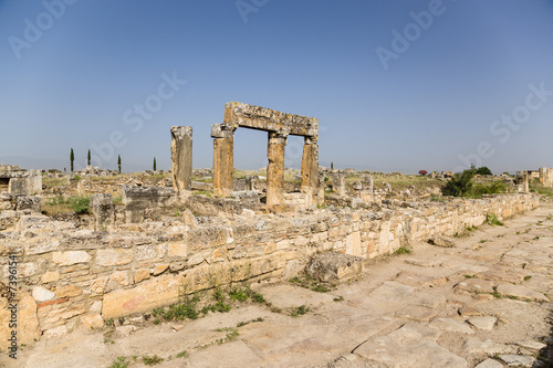 Hierapolis. Ruins of ancient buildings along the Frontinus Str.