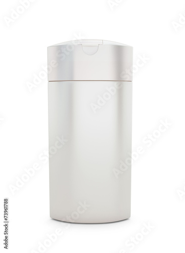 White cosmetic packaging, plastic shampoo or shower gel bottle