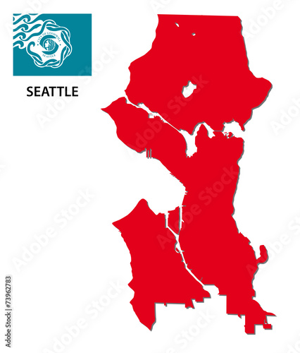 seattle map with flag