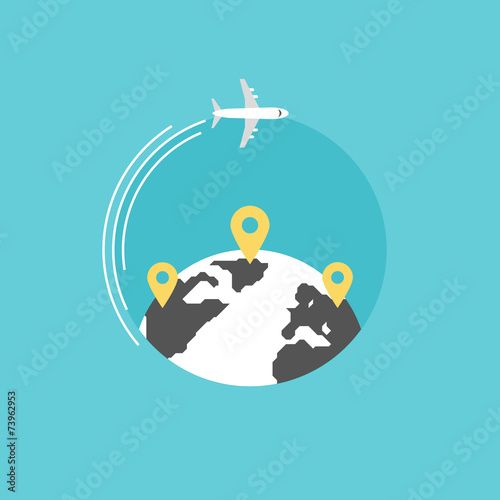 Around the world flat icon illustration