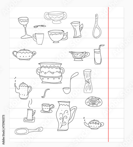 Kitchen equipment isolated vector hand drawn doodle