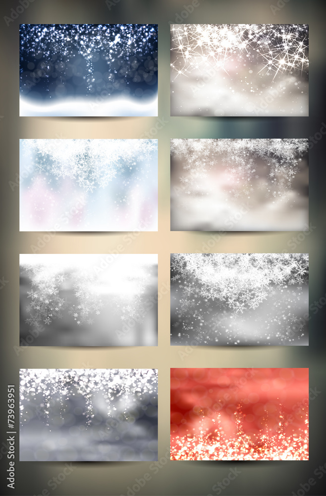 Set of 8 Winter - Christmas and New Year Backgrounds