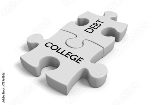 Financial aid concept of puzzle pieces with words college debt