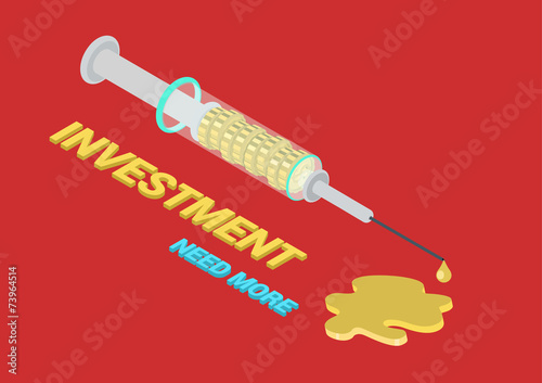 Flat 3d isometric concept business funding addiction syringe