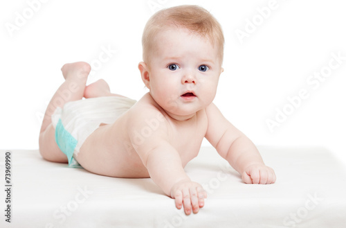 baby weared diaper lying on...
