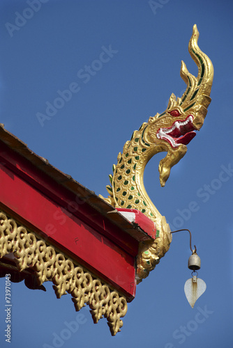 Roof of Wat Mani Phraison, Mae Sot, Tak province, Thailand. photo