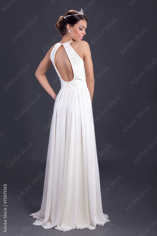 beautiful bride in white wedding dress with hairstyle and bright beautiful bride in white wedding dress with hairstyle and bright