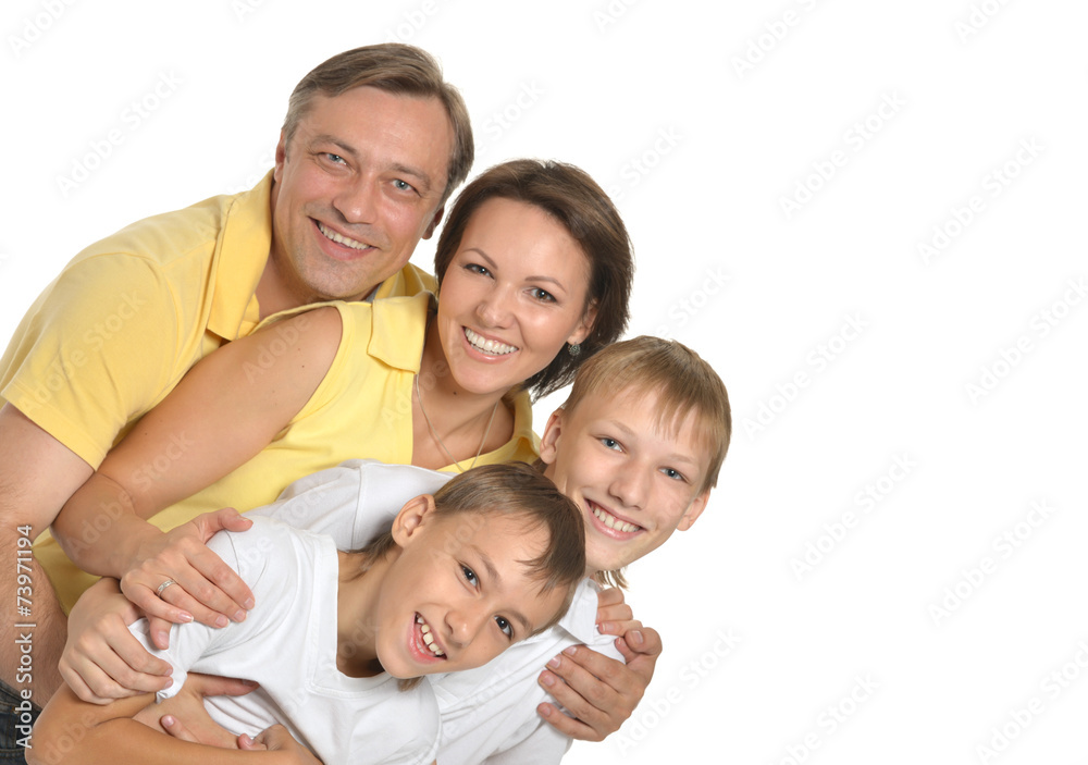 Happy family of four