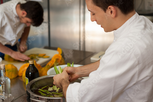 Chef cutting vegetables