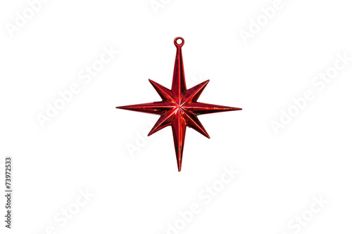 Christmas red star isolated on white background.